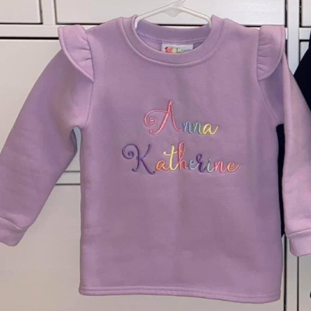 NWOT Custom Anna Katherine Smock Candy Jellybean Ruffle Sweatshirt 3t